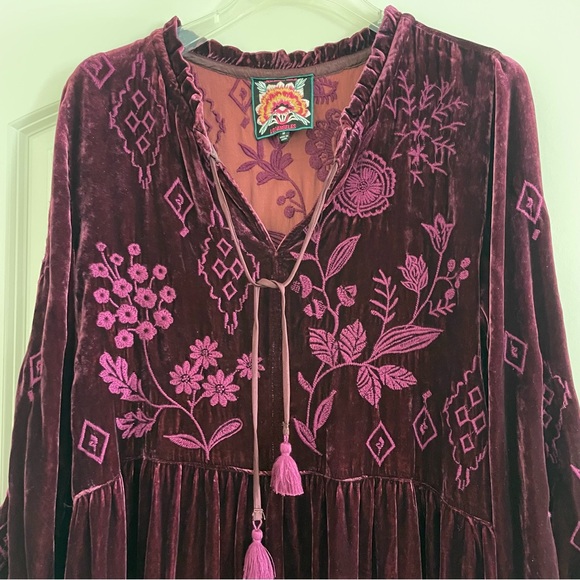 Johnny Was Ivey Velvet Field Tiered Dress Embroidery Dress Size M - Picture 9 of 16